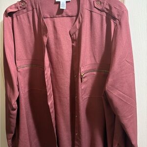 H&M Burgundy Button-Up Blouse
